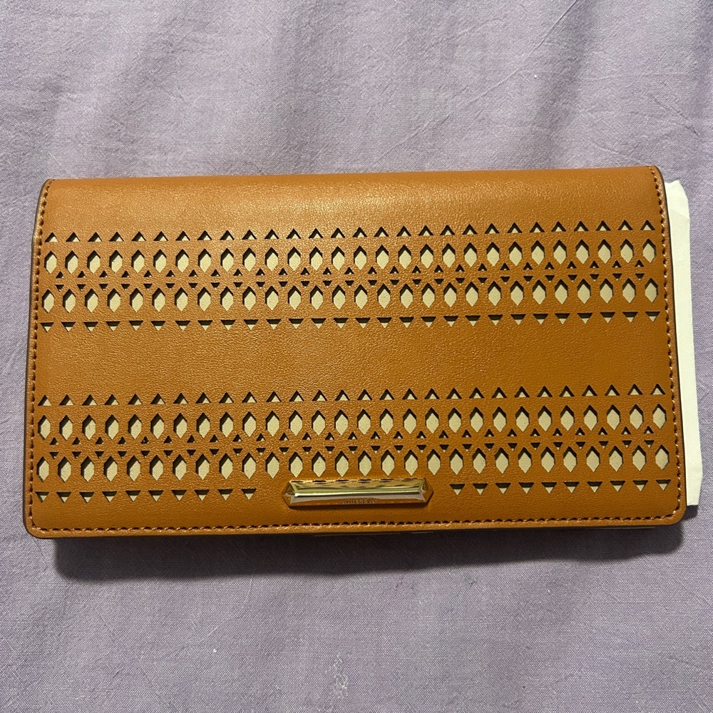 NWT Stella and Dot Orange Leather Cutout Women's Wallet